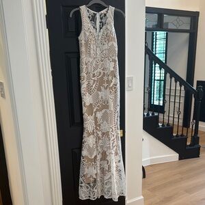 Luxxel Cream and White Embroidered Dress